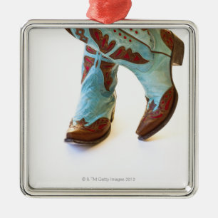 Paare Cowboyschuhe 3 Silbernes Ornament