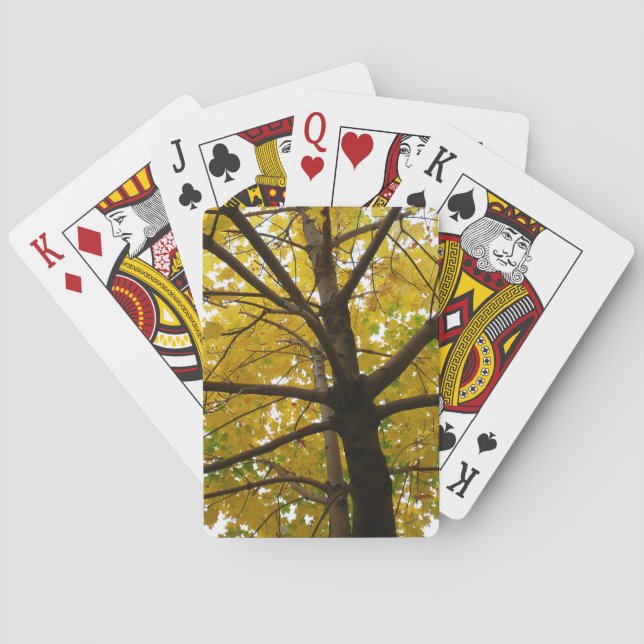 Paare der gelben Ahornbäume Herbstnatur Spielkarten (Rückseite)