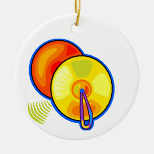 Paare der gelben Becken umrissen in der blauen Keramik Ornament