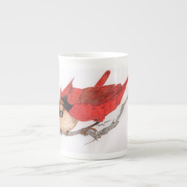 Paare der Kardinalskaffee-Tasse Prozellantasse (Vorderseite)
