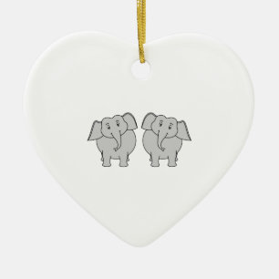 Paare der niedlichen Elefanten. Paare Keramikornament