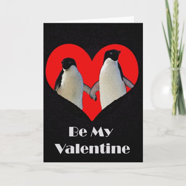 Paare der Pinguin-Valentinstag-Karte Feiertagskarte (Vorderseite)