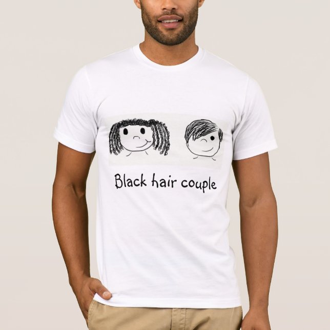 Paare des schwarzen Haares - Freund T-Shirt (Vorderseite)