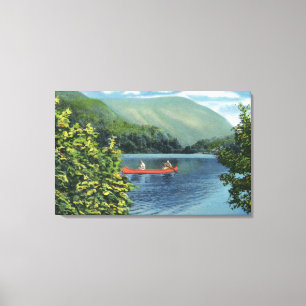 Paare, die auf einem See Canoeing sind Leinwanddruck
