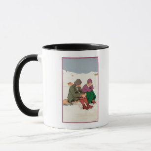 Paare, die einen Eis-Skaten-Bruch nehmen Tasse