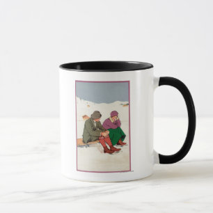 Paare, die einen Eis-Skaten-Bruch nehmen Tasse