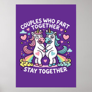Paare, die gemeinsam die Furz Bleibe - Einhorn Poster