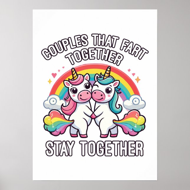 Paare, die gemeinsam die Furz Bleibe - Einhorn Poster (Vorne)