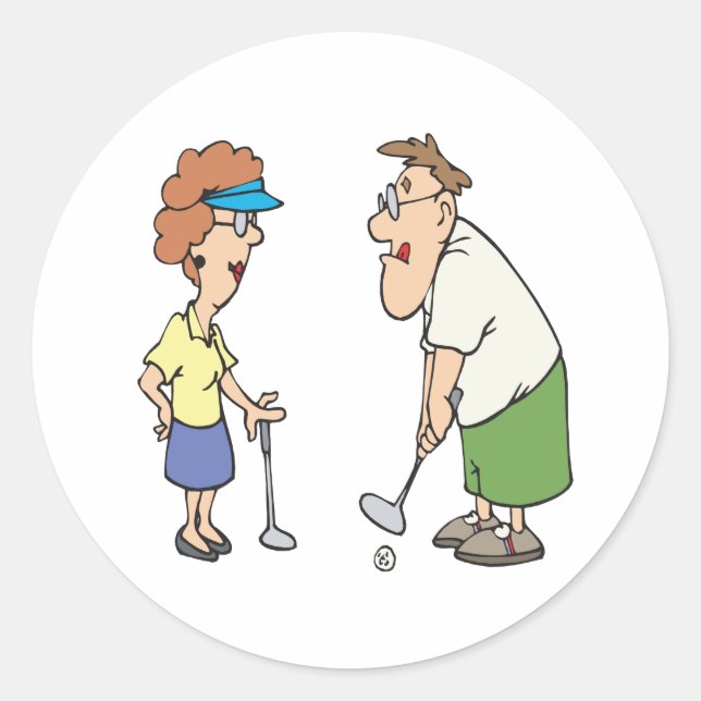 Paare, die gemeinsam Golf spielen, Bleibe zusammen Runder Aufkleber (Vorderseite)