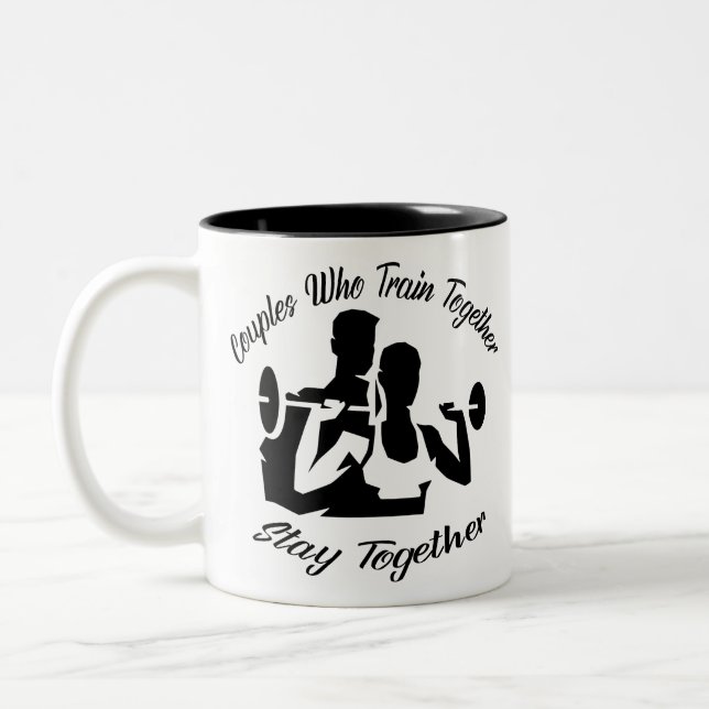 Paare, die gemeinsam trainieren, Bleibe gemeinsam  Zweifarbige Tasse (Links)