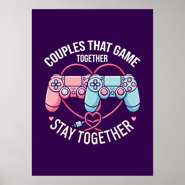 Paare, die zusammen spielen - Gaming Couverliebte Poster (Vorne)