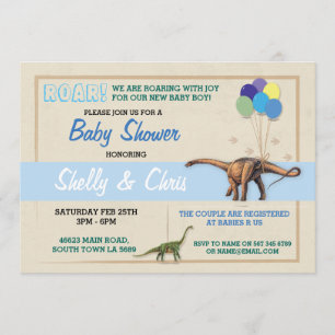 Paare Dinosaur Baby Dusche Sein a Boy Blue Einladu Einladung