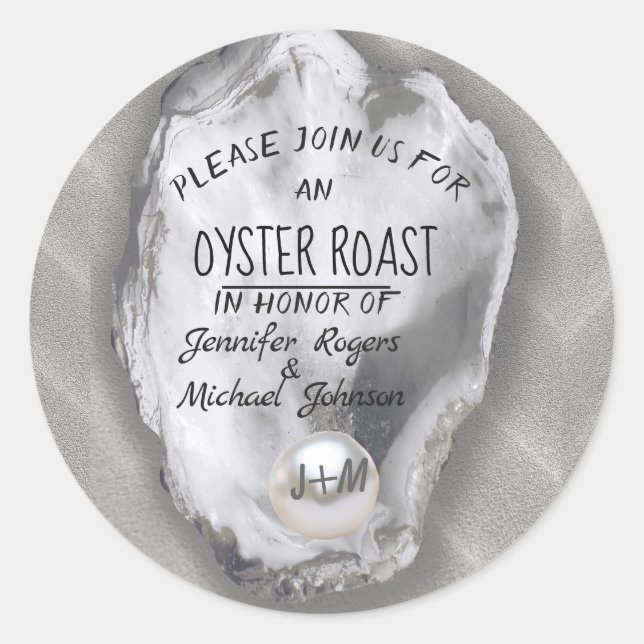 Paare Duschauer Auster Roast Klassischer Rundaufkl Runder Aufkleber (Vorderseite)