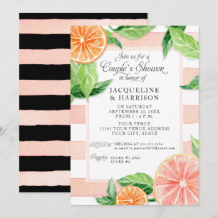 Paare Dusche Citrus Pink Black Grapefruit Retro Einladung