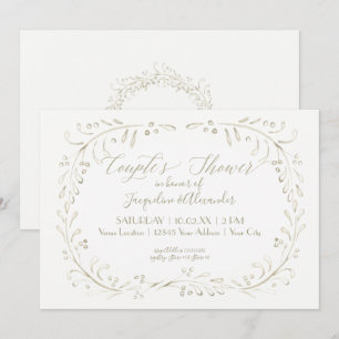 Paare Dusche Einfache Wasserfarbe Moderne Leaf Kun Einladung