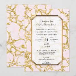 Paare Dusche Marmorpapier Rose Gold Pink Einladung