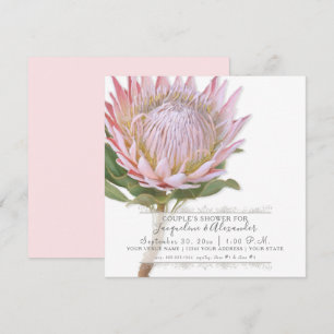 Paare Dusche Moderne Vintage Pink Protea Blume Einladung