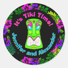 Paare Dusche Tiki Time Runder Aufkleber