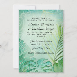 Paare Dusche Tropischer Regenwald Palm Leaf Swirl Einladung