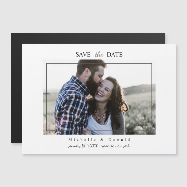 Paare Einfaches Foto Save the Date Magneteinladung (Vorne/Hinten)