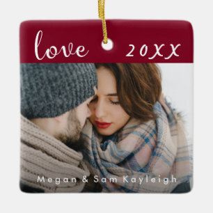 Paare Elegantes Foto mit roter Liebe und Datum mit Keramikornament