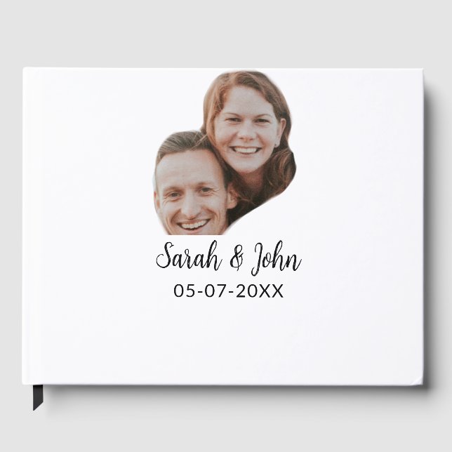 Paare Gesicht Foto hinzufügen Name Datum einfache  Gästebuch (Vorderseite)