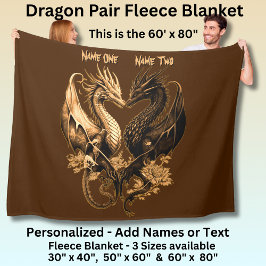 Paare Gold Dragons hinzufügen Namen 60"x80" Fleecedecke