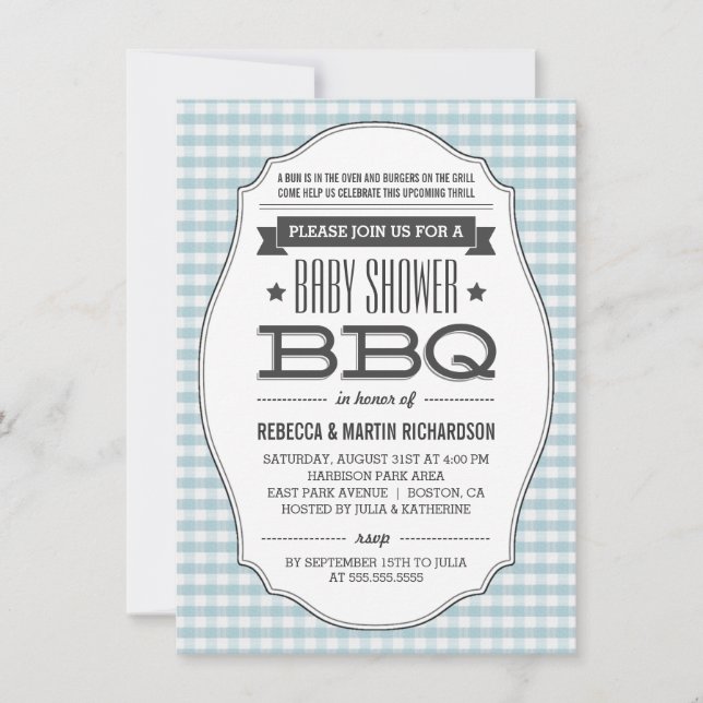 Paare GRILLEN Boy Baby Shower Einladungen (Vorderseite)
