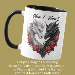 Paare heißen Schwarz-Weiß-Drachen, rote Blume Tasse