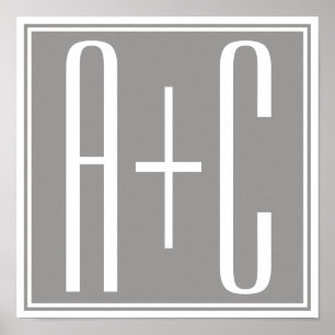 Paare Initails oder andere Texte   Weiß & Grau Poster