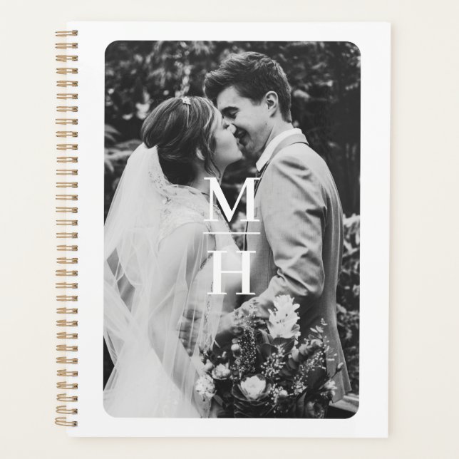 Paare Initial Retro Foto Monogram Planer (Vorderseite)