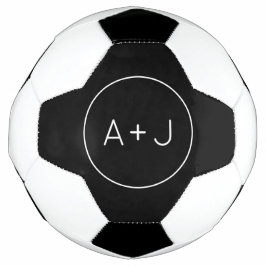 Paare Initialen Modernes Circle Monogramm | B & W Fußball