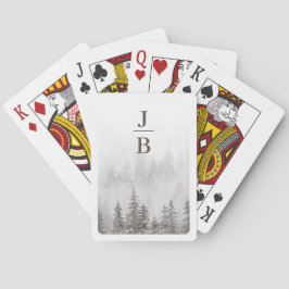 Paare Initials Evergreens in Fog Forest Gray Spielkarten
