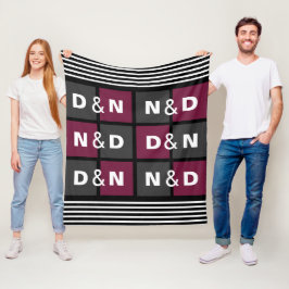Paare Initials verschmolzen modernes Muster Fleecedecke