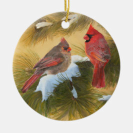 Paare Kardinäle Keramikornament