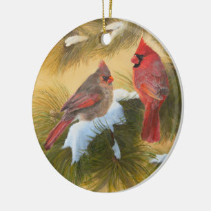 Paare Kardinäle Keramikornament
