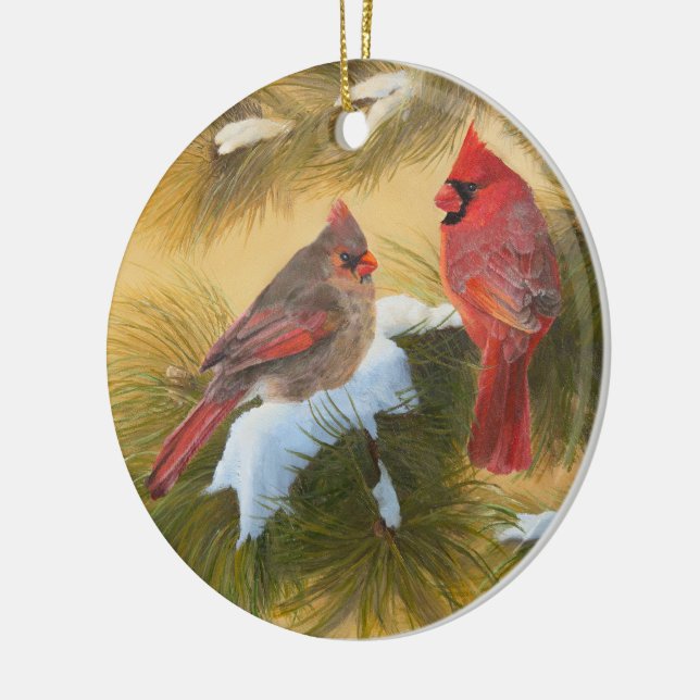 Paare Kardinäle Keramikornament (Links)