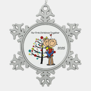 Paare Liebe-in der ersten Schneeflocken Zinn-Ornament