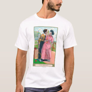 Paare mit Tennis GearSame altem Schläger T-Shirt