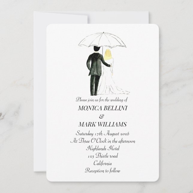 Paare Moderne Wasserfarbe Minimalistische Hochzeit Einladung (Vorderseite)