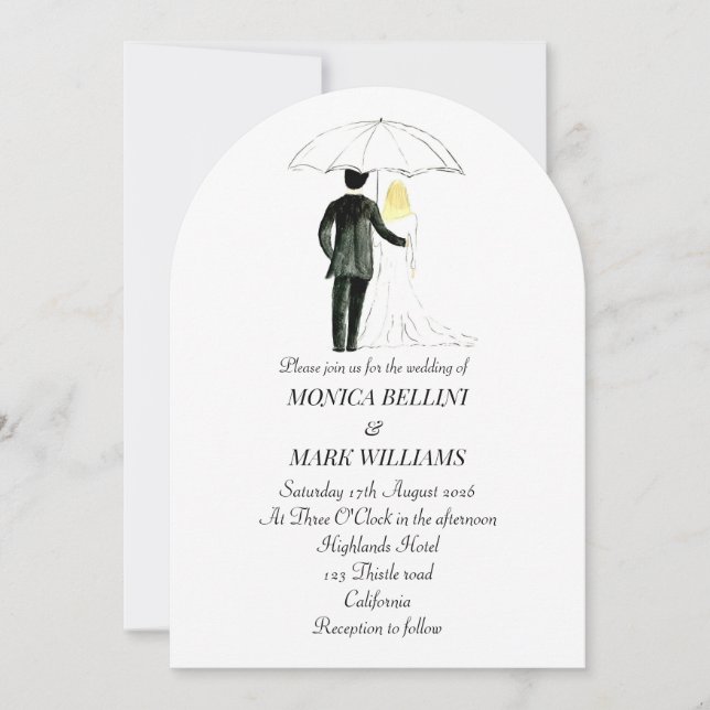 Paare Moderne Wasserfarbe Minimalistische Hochzeit Einladung (Vorderseite)