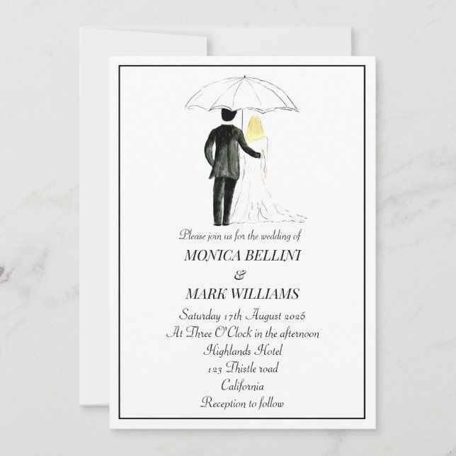 Paare Moderne Wasserfarbe Minimalistische Hochzeit Einladung (Vorderseite)