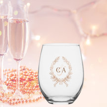 Paare Monogramm Initialen Kranz Rose Gold
