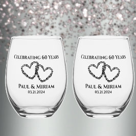 Paare Name 60 Jubiläum Geschenk Original Herz Weinglas Ohne Stiel