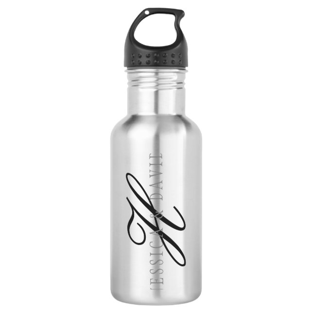 Paare Name & Name Monogram Edelstahlflasche (Vorderseite)