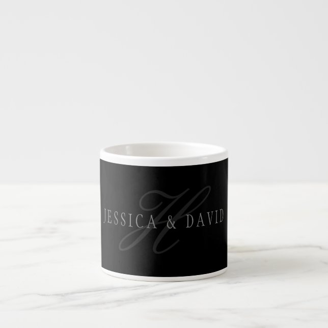 Paare Name & Name Monogram Espressotasse (Vorderseite)