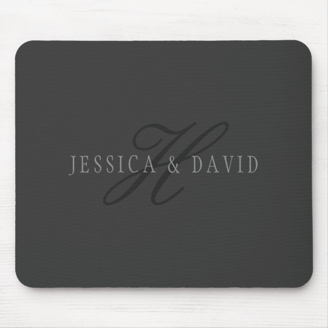 Paare Name & Name Monogramm dunkelgrau Mousepad (Vorne)