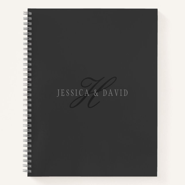 Paare Name & Name Monogramm dunkelgrau Notizbuch (Vorderseite)