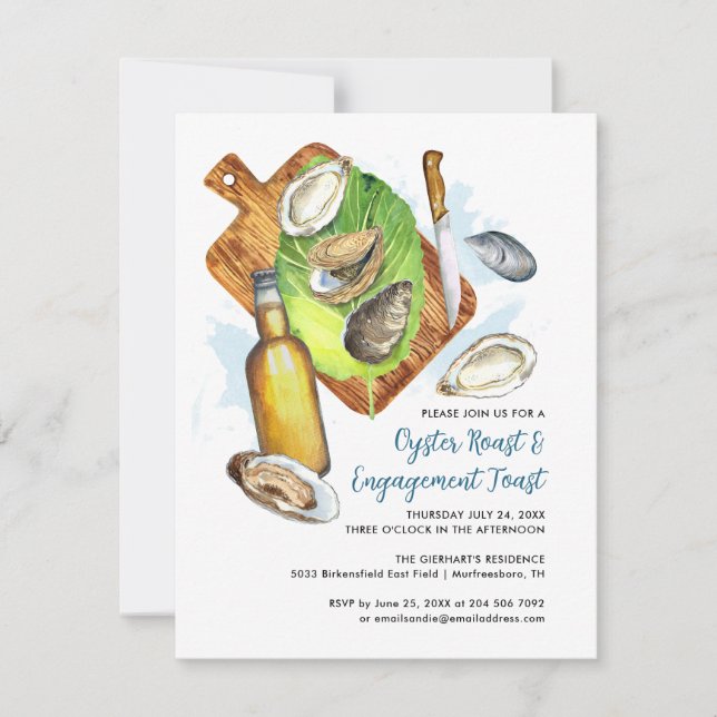 Paare Oyster Roast Verlobung Toast Party Einladung (Vorderseite)