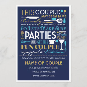 Paare Party Blue und Gold Einladung
